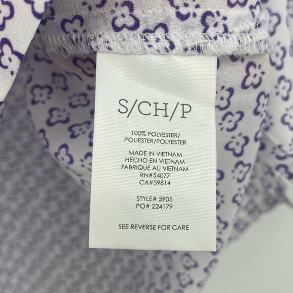 CAbi Priscilla Purple Flower Print Sleeveless Button Front Halter Blouse Top - Picture 4 of 5